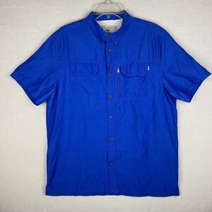 Field & Stream Blue Button Down Vented Fishing Short Sleeve Shirt Men's Large
